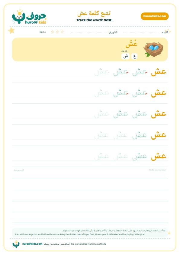 تتبع كلمة عش – huroofkids.com