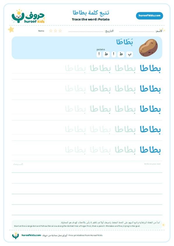 Potato in Arabic: بطاطا – huroofkids.com