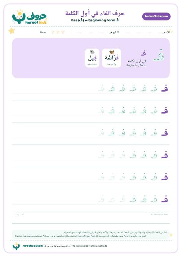 حرف الفاء في أول الكلمة (فـ)