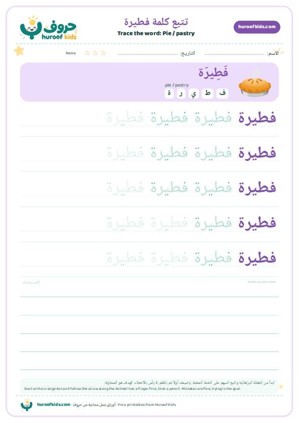 Pie / pastry in Arabic: فطيرة – huroofkids.com