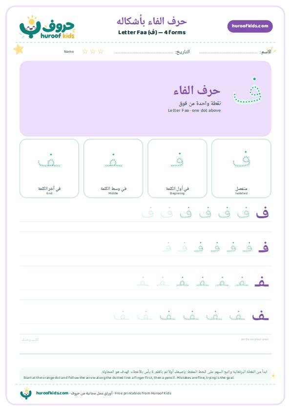 أوراق عمل حرف الفاء (ف)