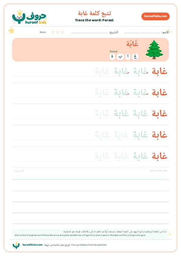 Forest in Arabic: غابة – huroofkids.com