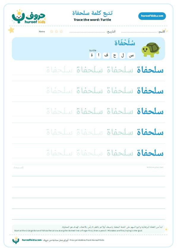 تتبع كلمة سلحفاة – huroofkids.com
