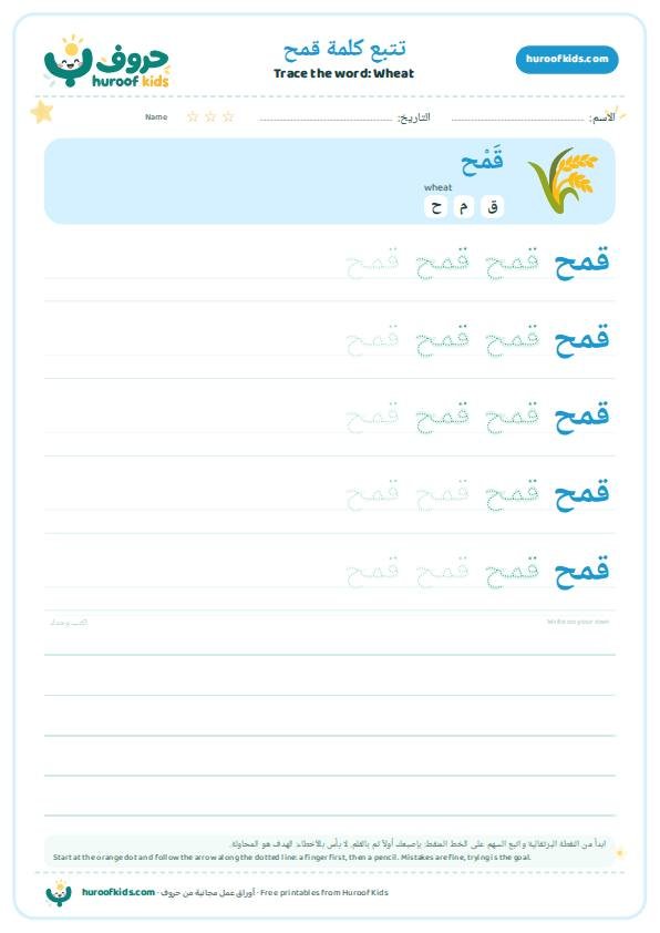 Wheat in Arabic: قمح – huroofkids.com