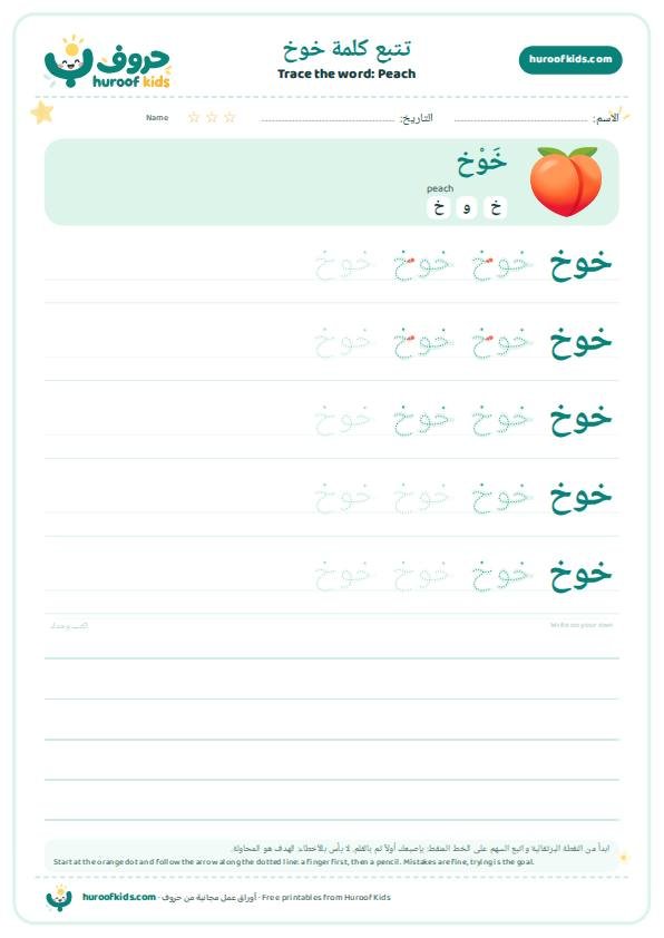 Peach in Arabic: خوخ – huroofkids.com