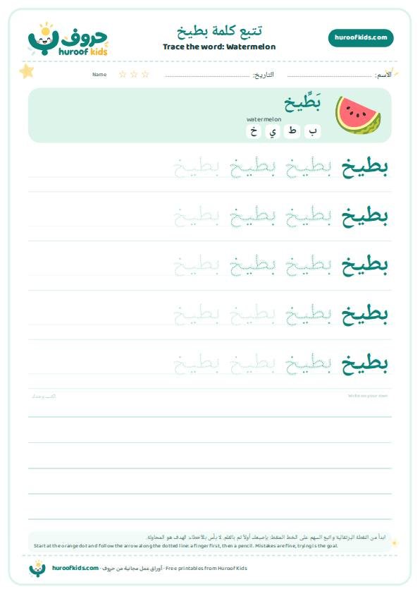 Watermelon in Arabic: بطيخ – huroofkids.com