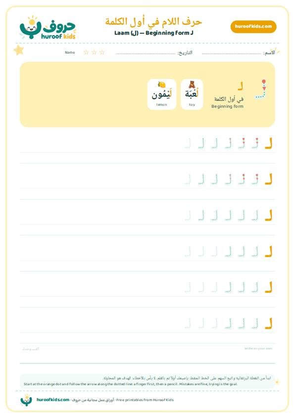 حرف اللام في أول الكلمة (لـ)