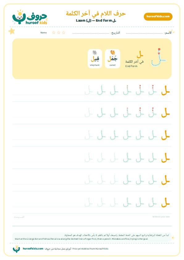 حرف اللام في آخر الكلمة (ـل)