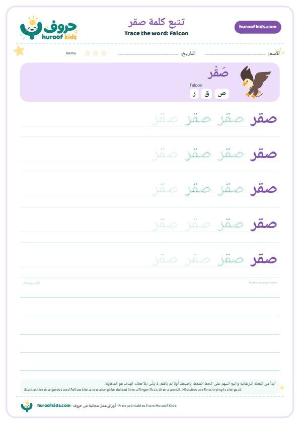 تتبع كلمة صقر – huroofkids.com