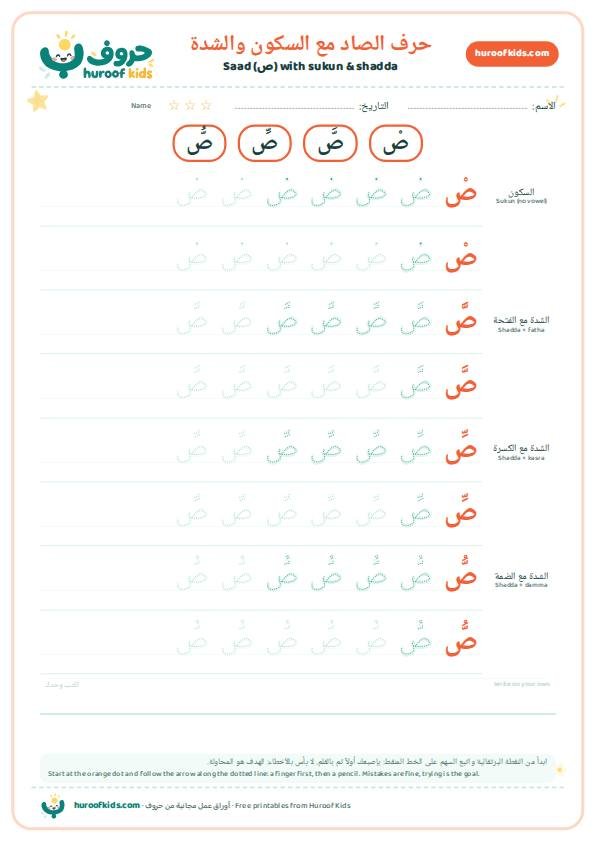 حرف الصاد مع السكون والشدة