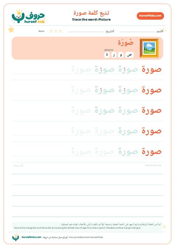 Picture in Arabic: صورة – huroofkids.com