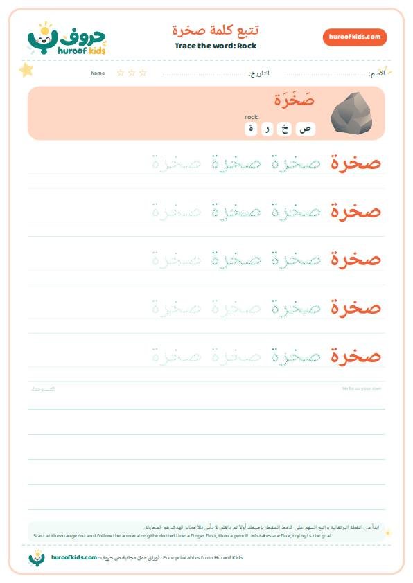 Rock in Arabic: صخرة – huroofkids.com
