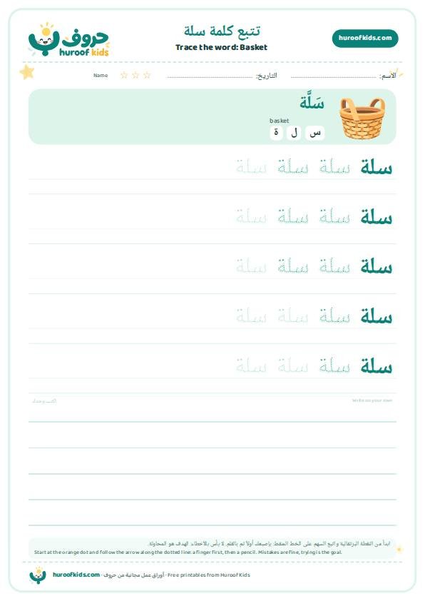 Basket in Arabic: سلة – huroofkids.com