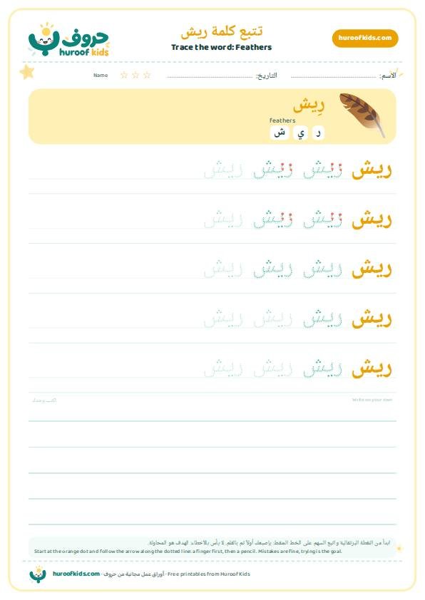 Feathers in Arabic: ريش – huroofkids.com