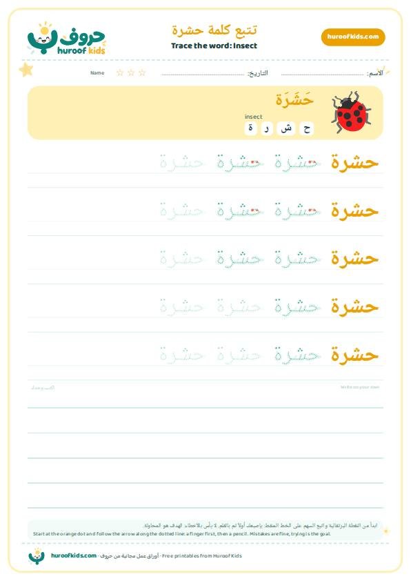 Insect in Arabic: حشرة – huroofkids.com