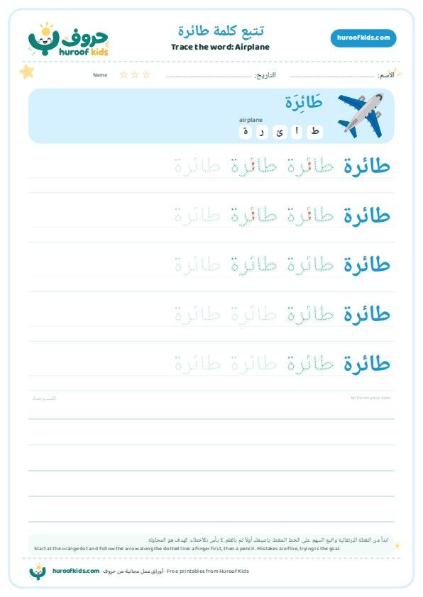 Airplane in Arabic: طائرة