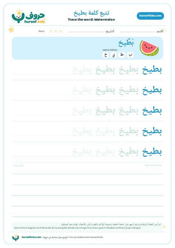 Watermelon in Arabic: بطيخ – huroofkids.com