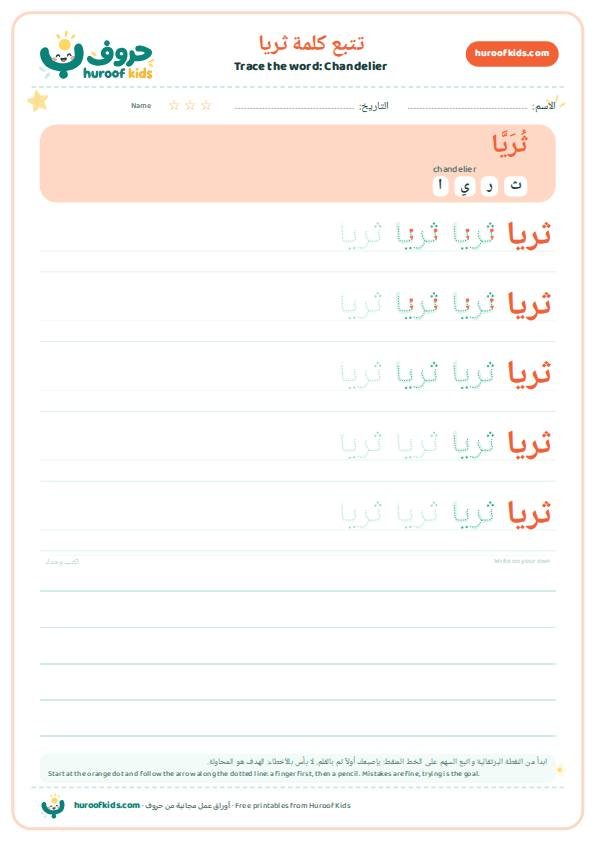 Chandelier in Arabic: ثريا – huroofkids.com