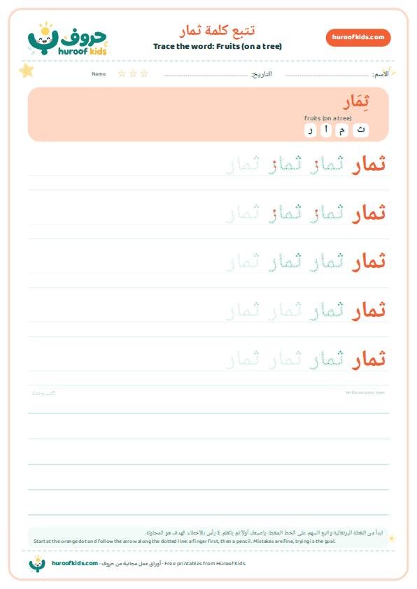 تتبع كلمة ثمار – huroofkids.com