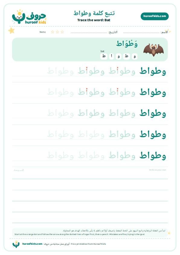 تتبع كلمة وطواط – huroofkids.com