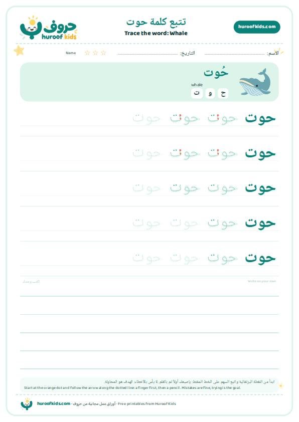 تتبع كلمة حوت – huroofkids.com