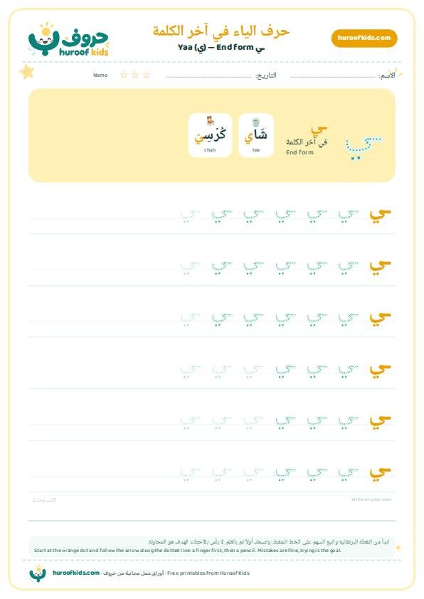 حرف الياء في آخر الكلمة (ـي)