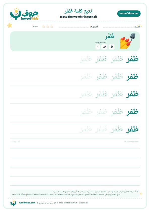 Fingernail in Arabic: ظفر – huroofkids.com