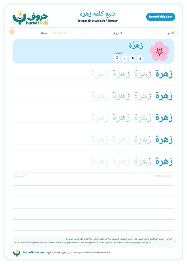 تتبع كلمة زهرة – huroofkids.com